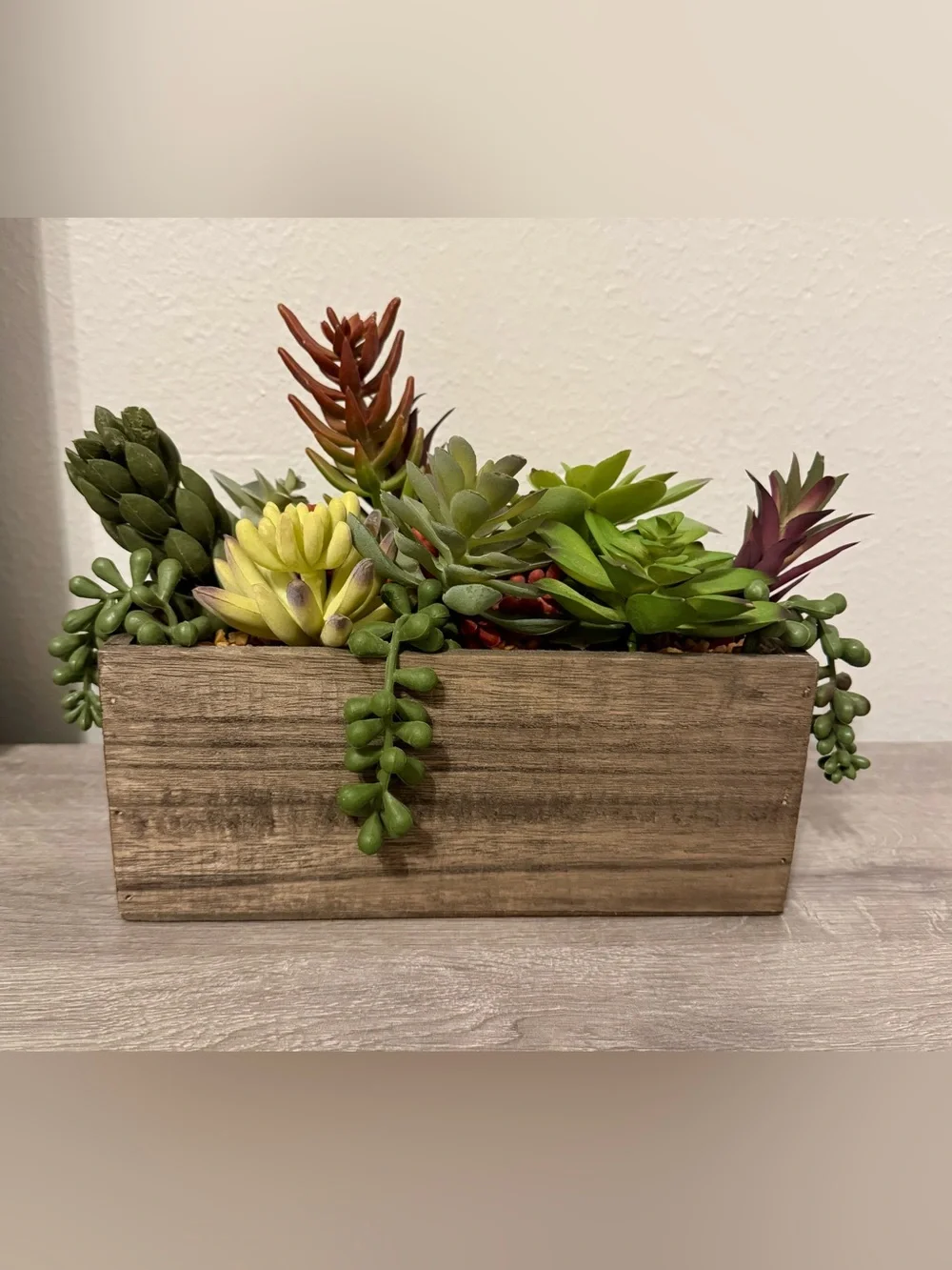 Better Homes & Gardens Faux Succulent Arrangement in a Wooden Box (9.75 x 6.5 in